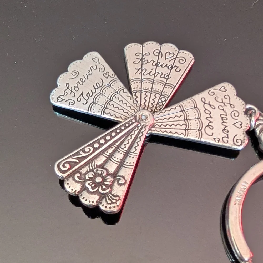 Brighton Silver Floral Folding Fan Key Ring